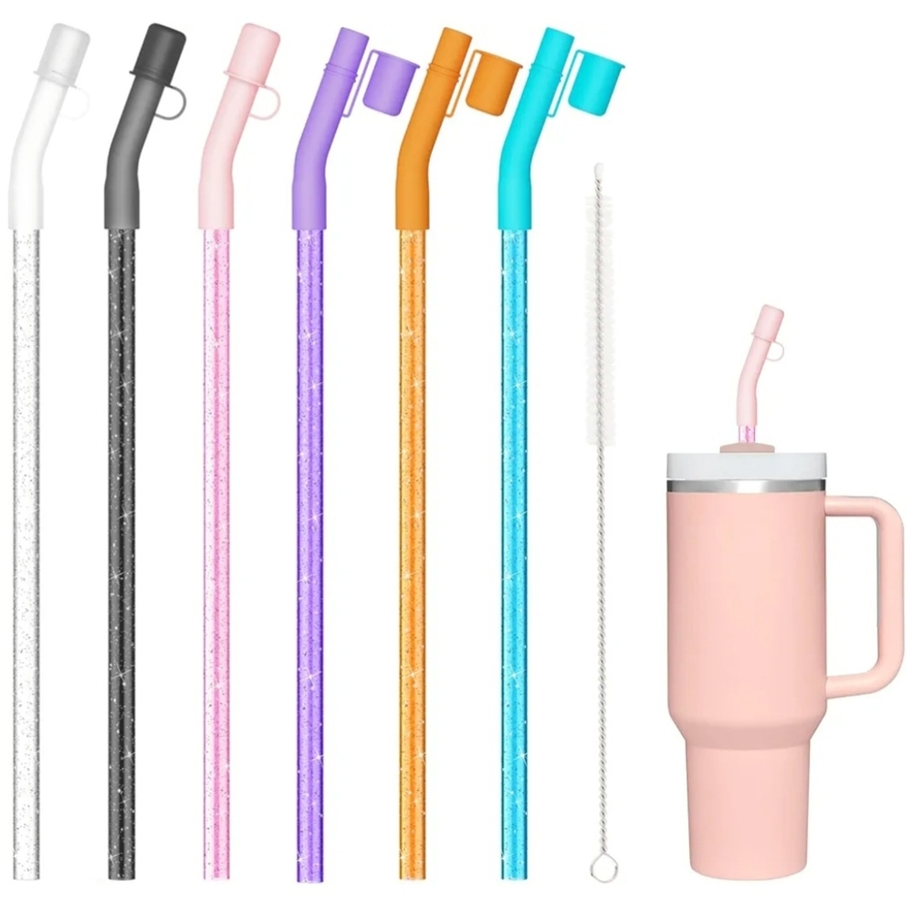 Colorful Reusable Straws with Cleaning Brush For Stanley Cups